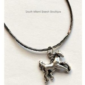 Silver Mustang Horse Necklace 18" Cowgirl Country